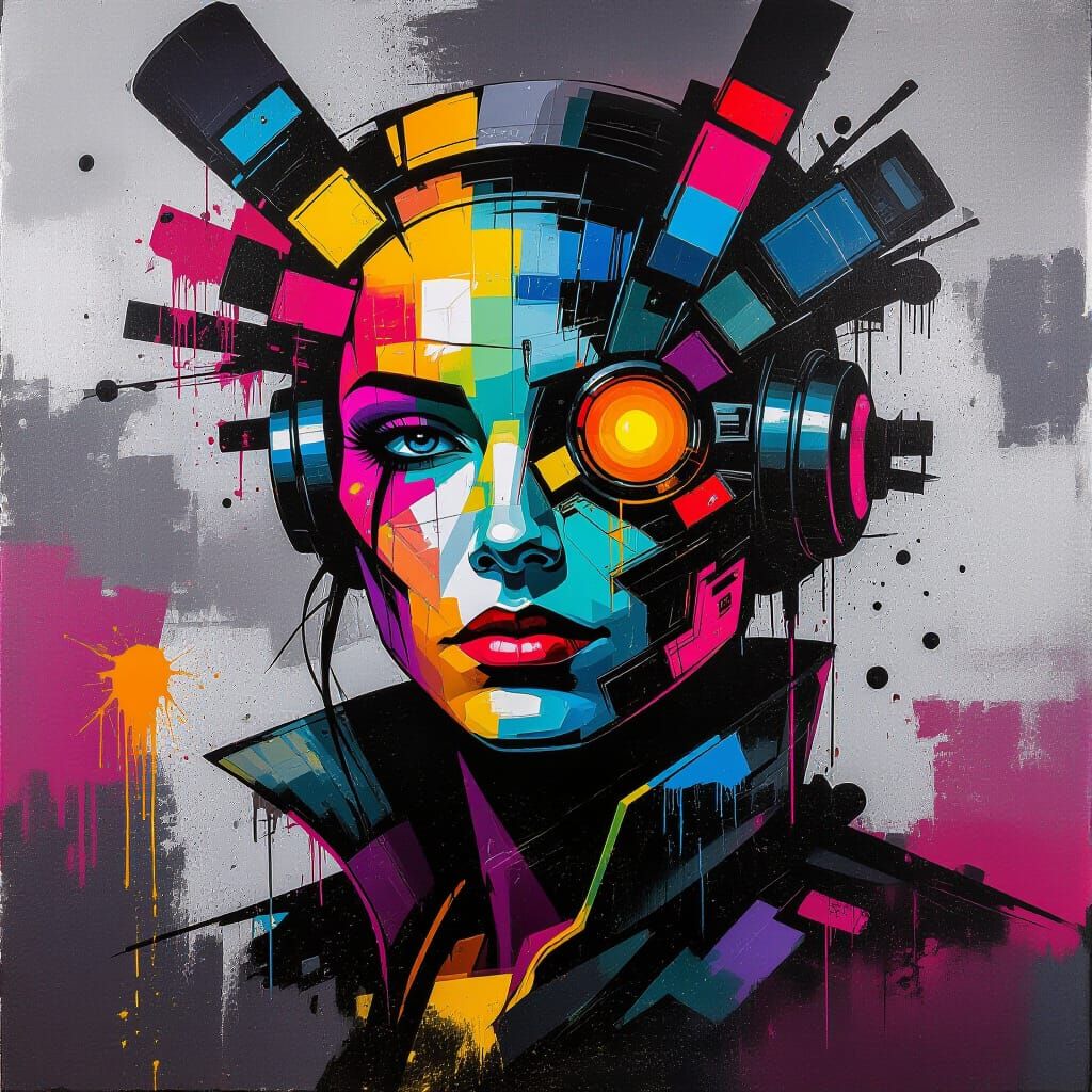 Graffiti Anvil in Polychromatic Mixed Media Style