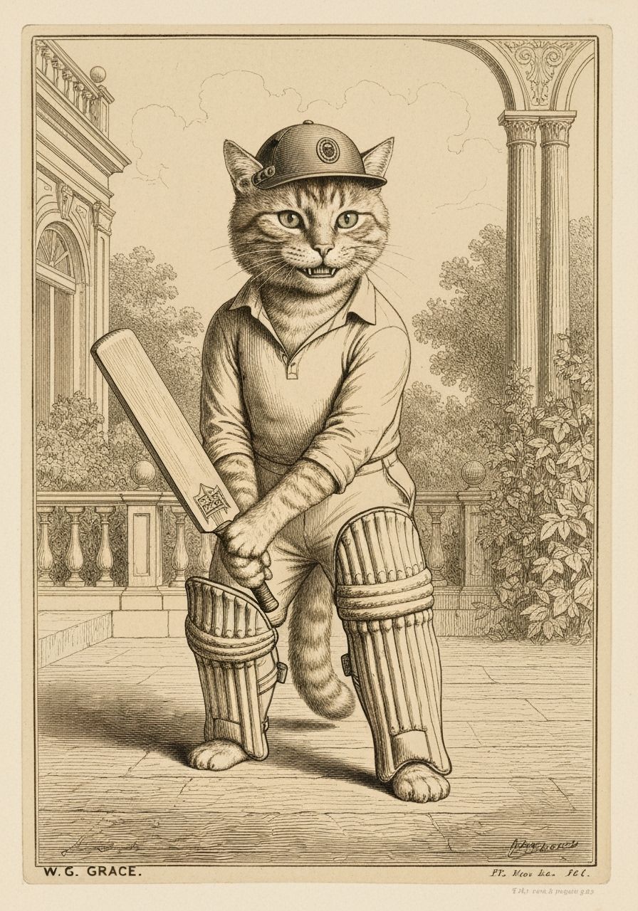 Victorian Etching of a Cat