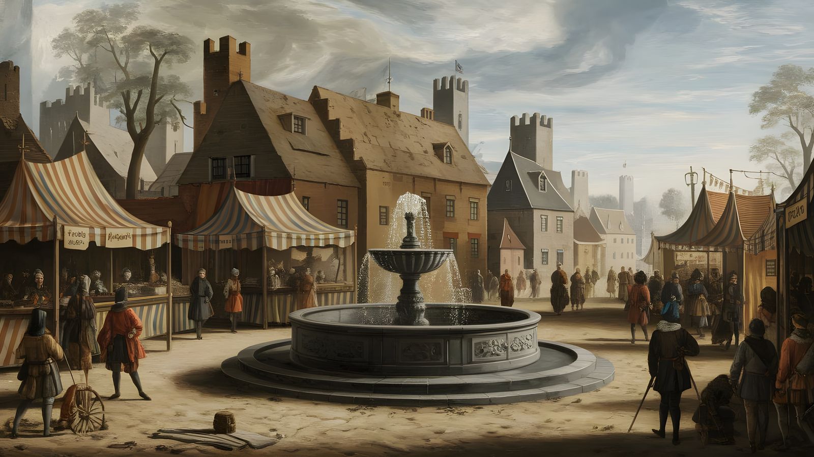 Medieval Town Fair in Dutch Golden Age Style