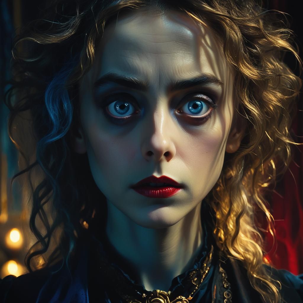 Dark Fantasy Portrait in Film Noir Style