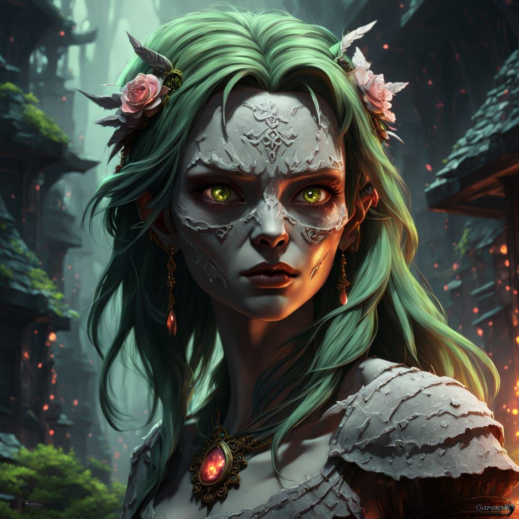 Mummified Witch Girl: Dark Fantasy Anime Portrait