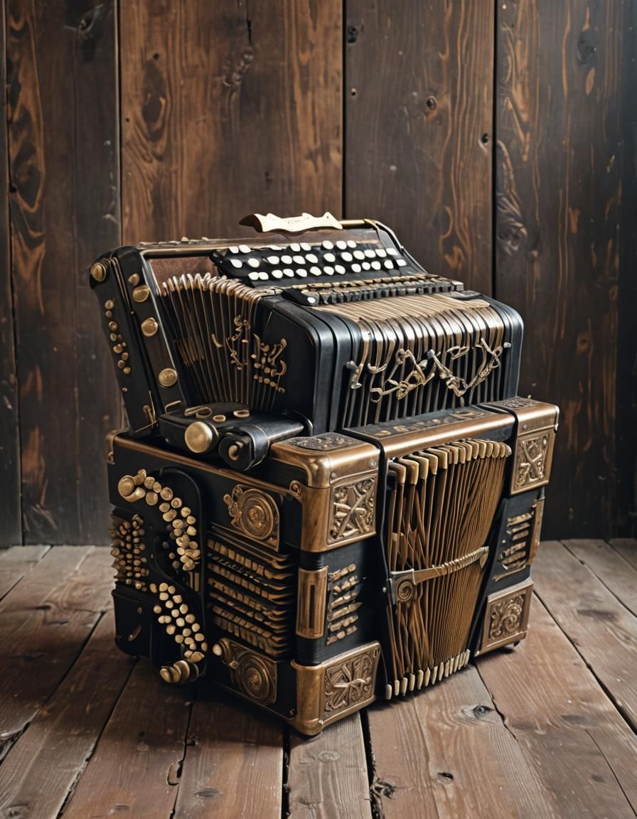 Detailed Accordion in Rustic Room