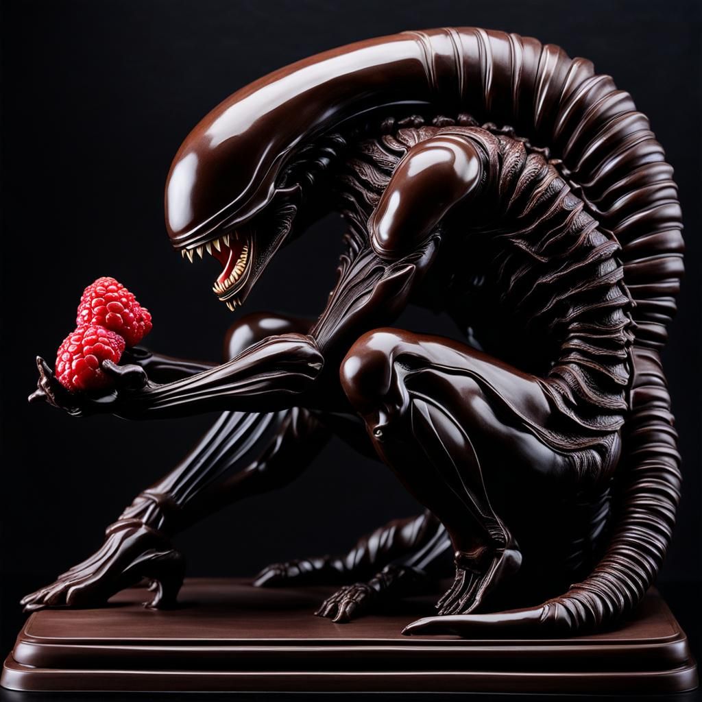 Dark Chocolate Xenomorph Sculpture, Rodin-esque