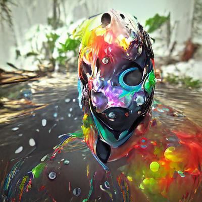 Colorful Paint Splash Mask in Digital Art Style