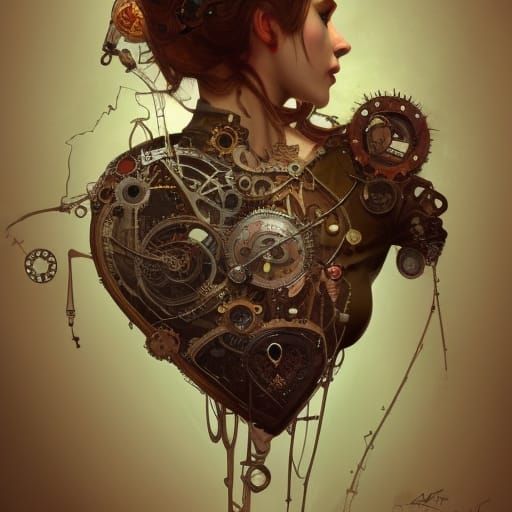 Steampunk Anatomical Broken Heart Concept Art