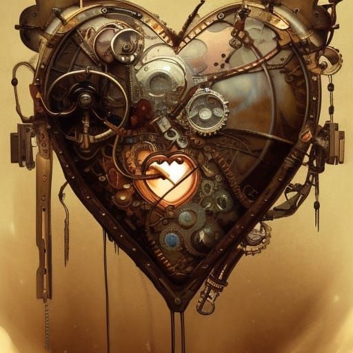 Steampunk Broken Heart with Glass Shards