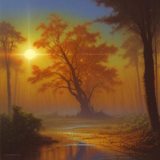 Tree Reaching for the Sun, Oil Painting