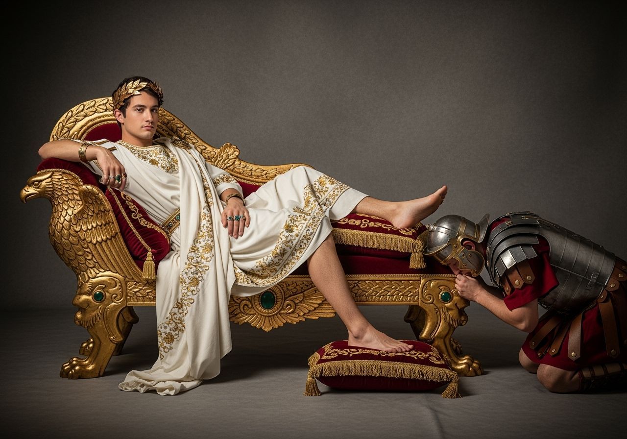 Opulent Roman Emperor Lounging in Regal Splendor
