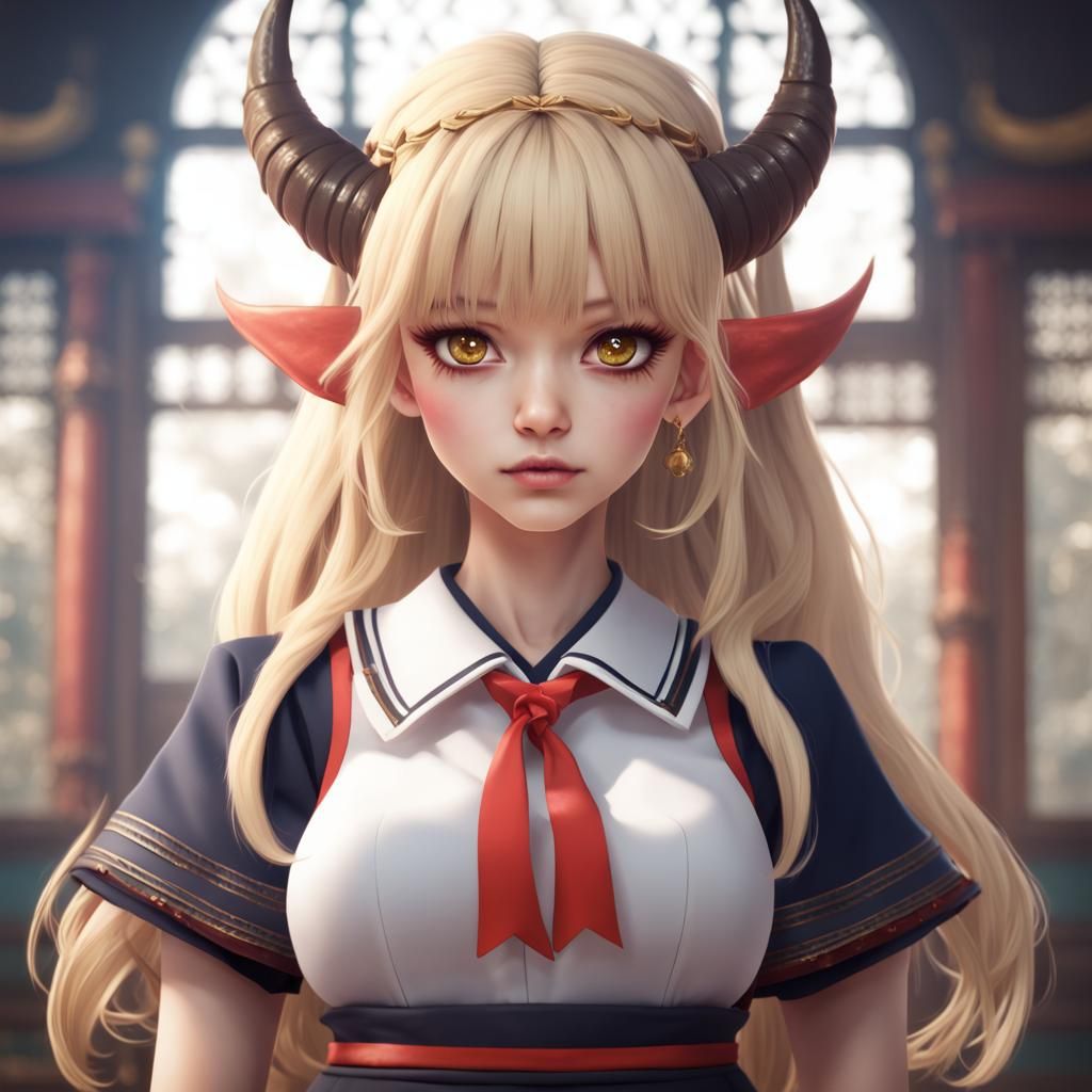 Blonde devil priestess