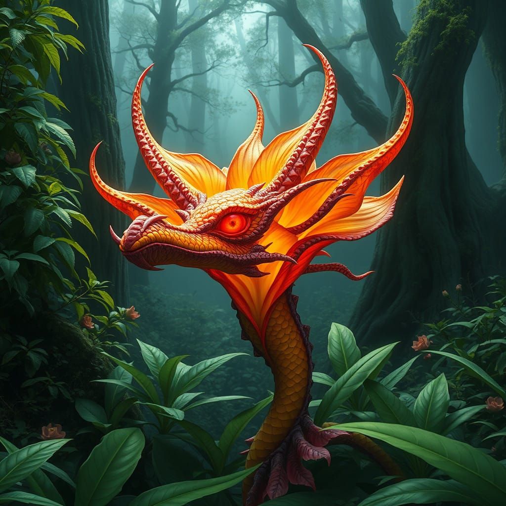 Mythical Dragon Flower Blooms in Emerald Forest
