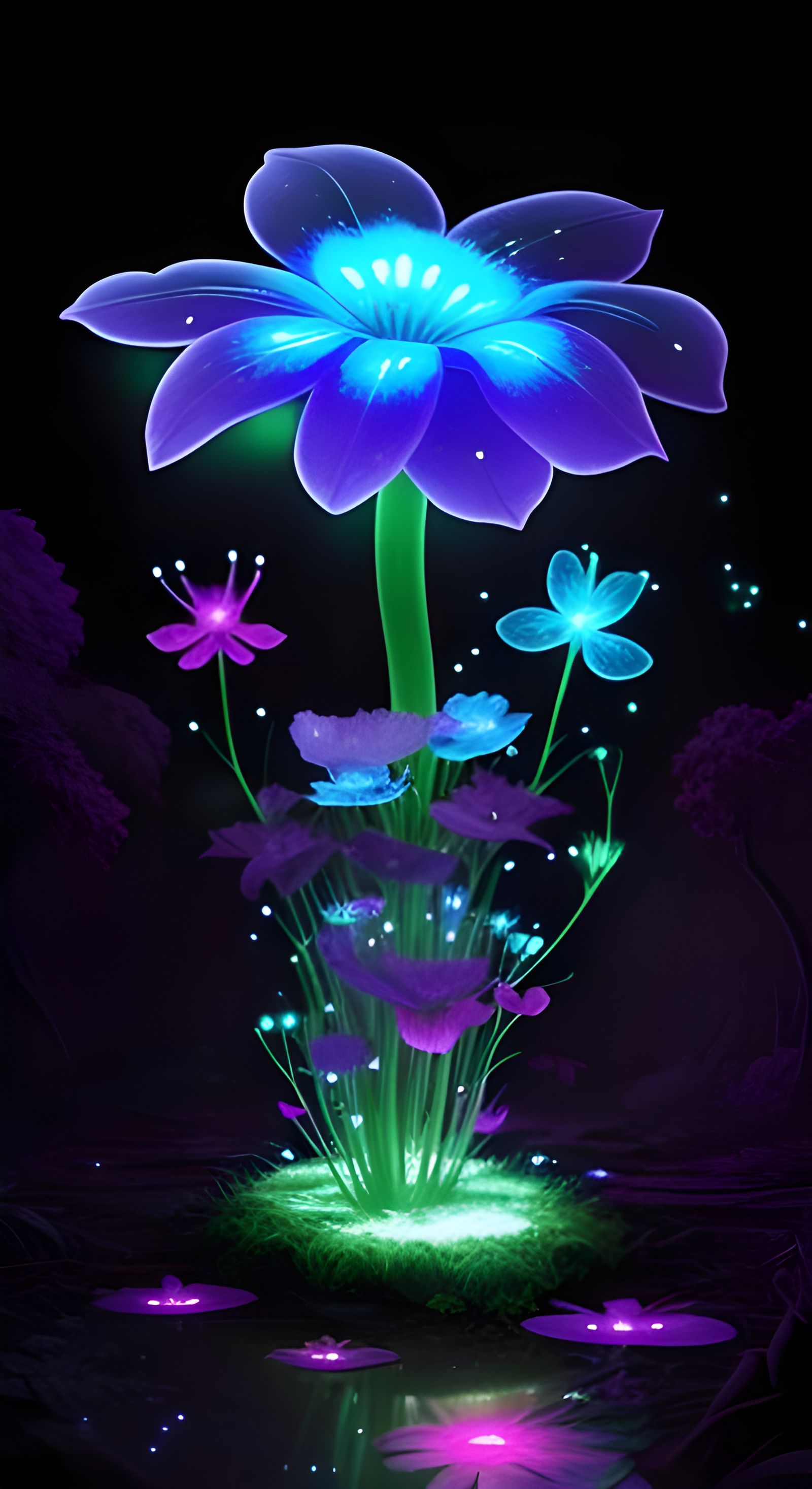 Bioluminescent Flower Wonderland by Rick Griffin