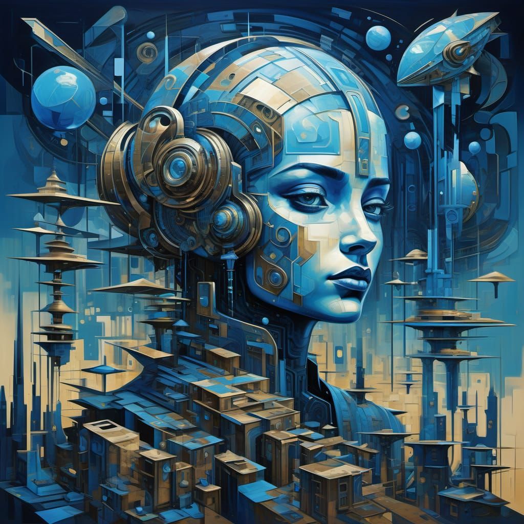 Royal Azure Divine Umber Abstract Surrealism