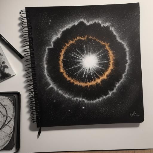 Teenager Sketching Supernova: Hyperdetailed Charcoal Drawing