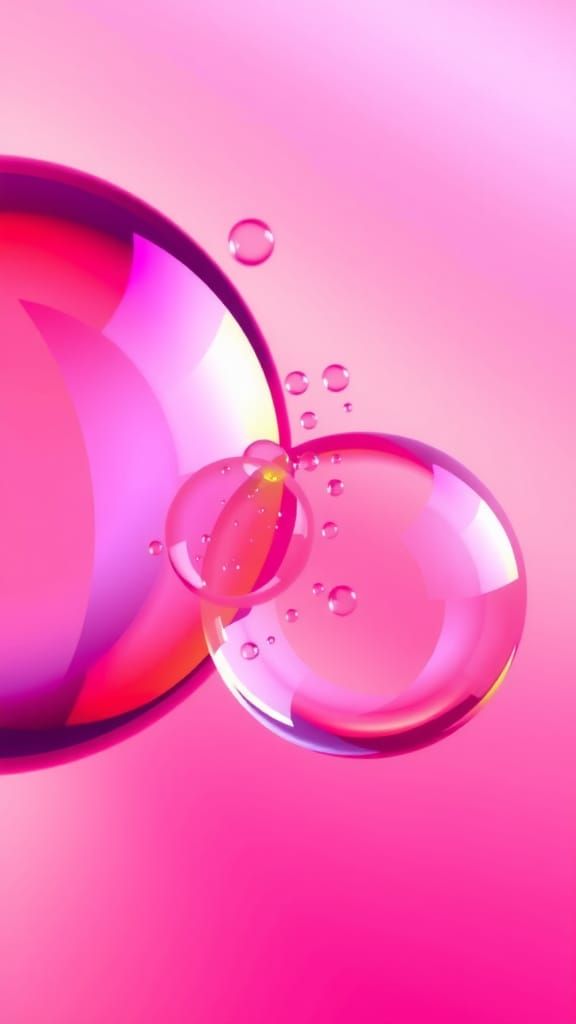 Image is a digital abstract artwork featuring a close-up view of two translucent bubbles against a colourful gradient ba...