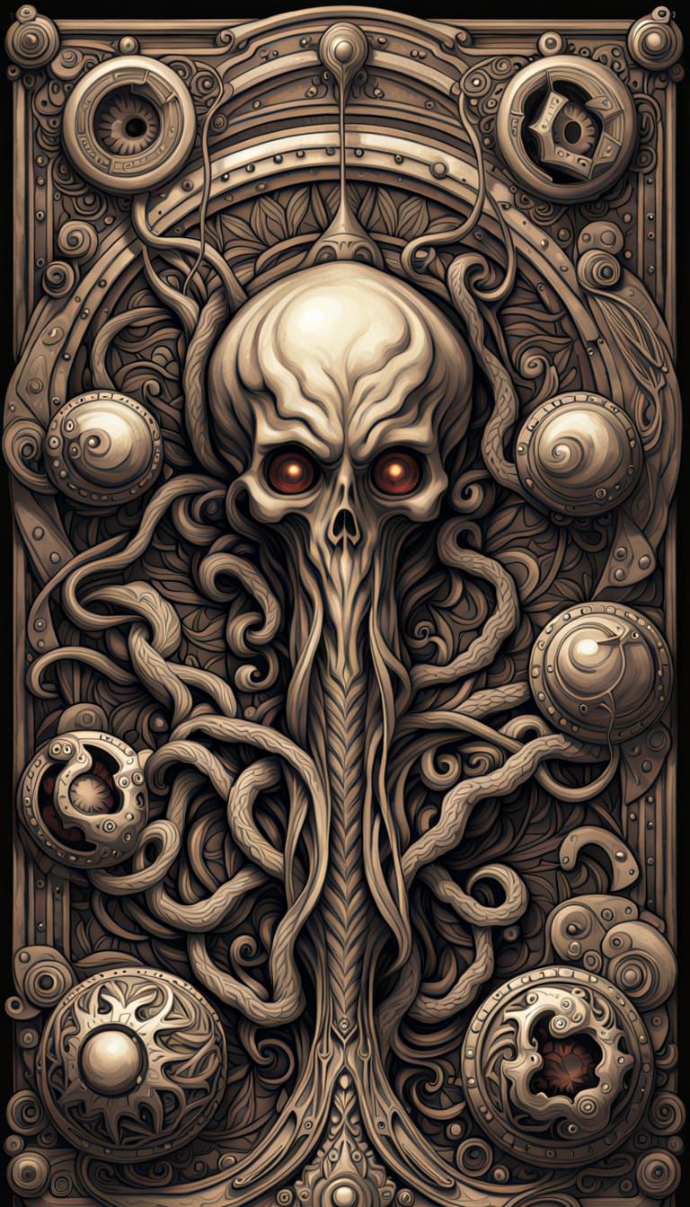 Lovecraft's Eldritch Creatures in Detailed Acrylic Art