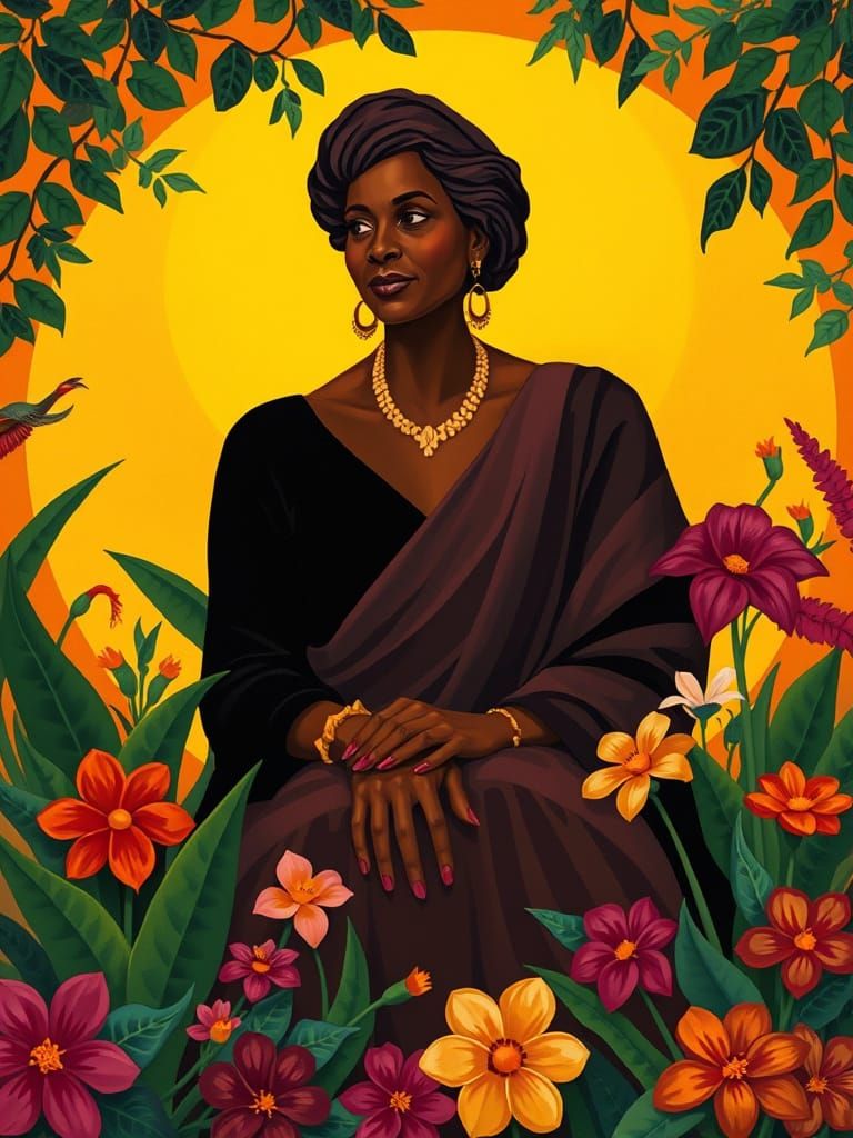 Stately Mother Figure Embodies African American Cultural Her...