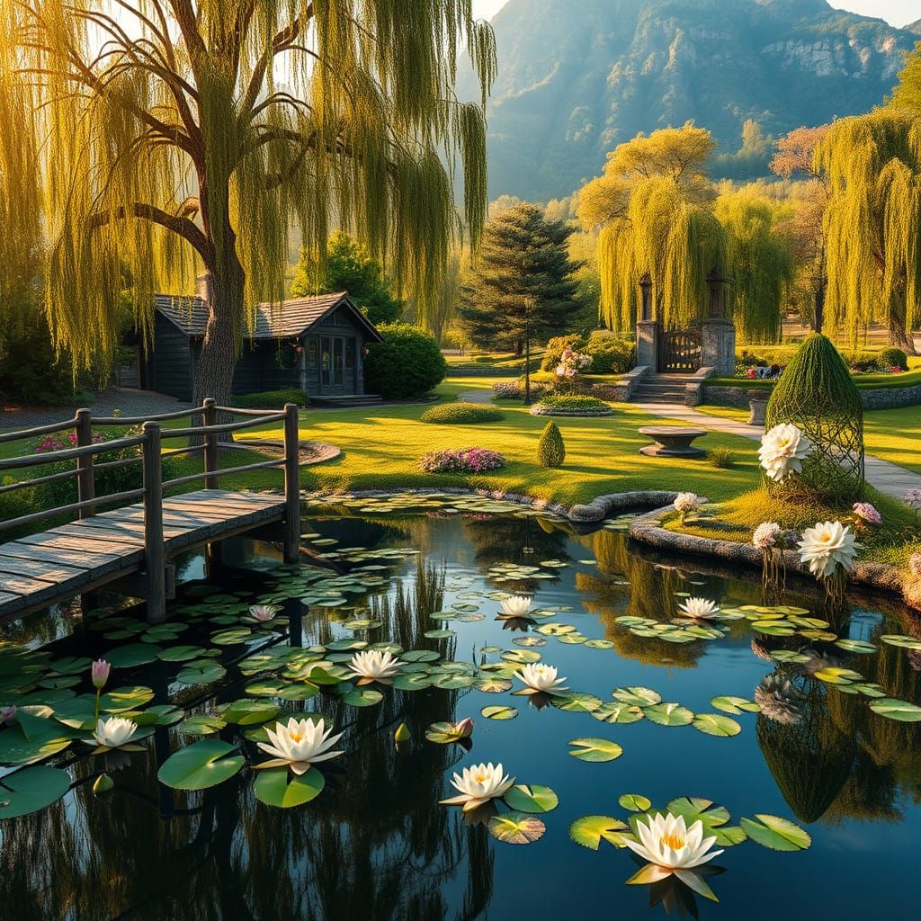 Surreal Landscape with Vibrant Flowers and Neon Brushstrokes