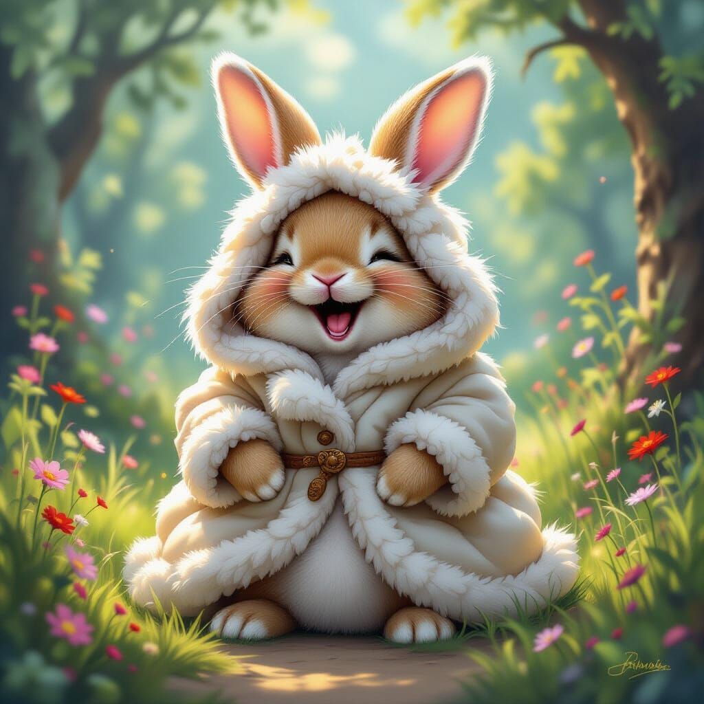 Laughing Bunny in Fantastical Environment