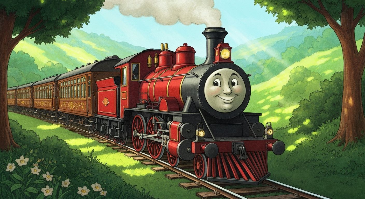 Smiling Steam Train Rolls Through Spring Valley