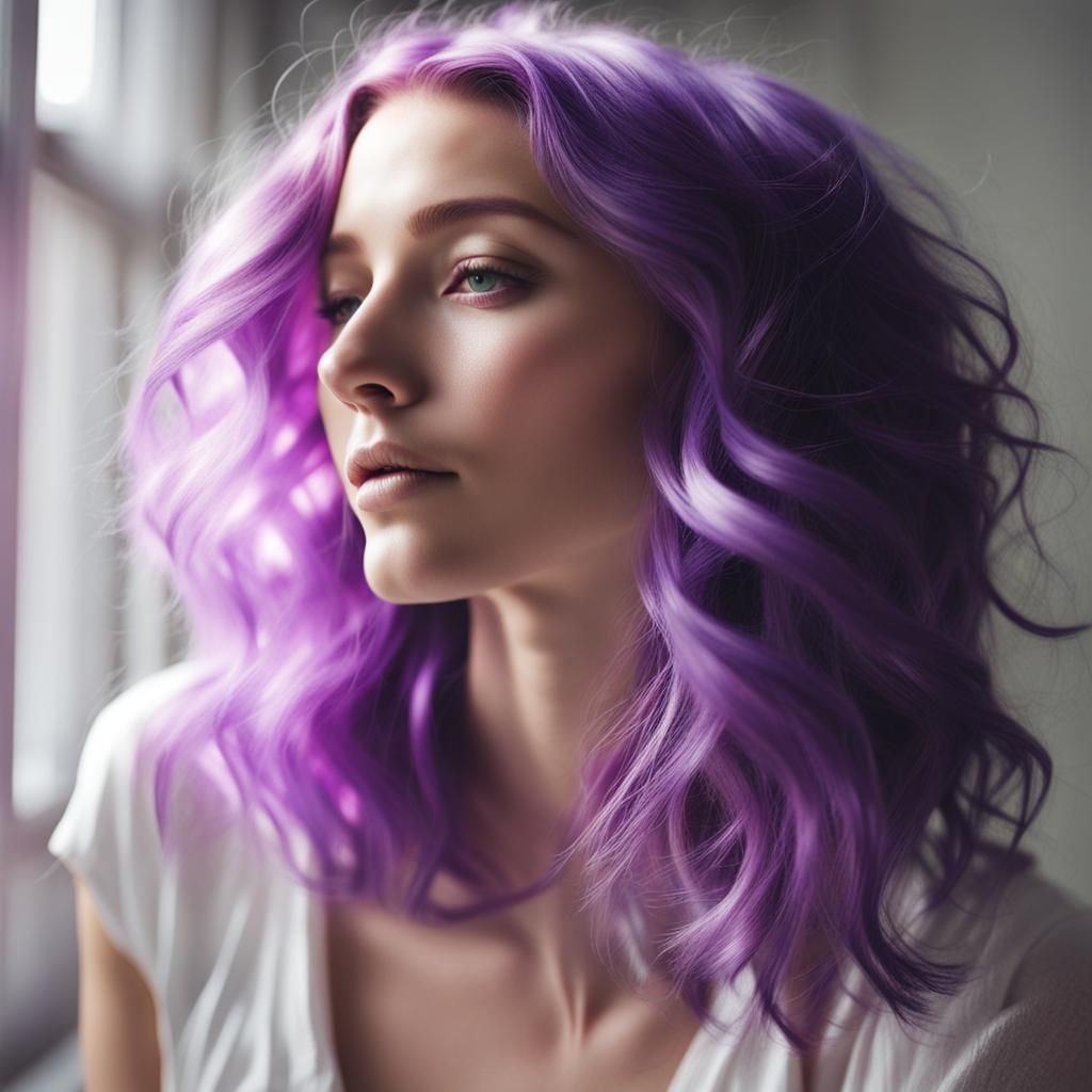 Divine Purple Hair in Heavenly Sunshine
