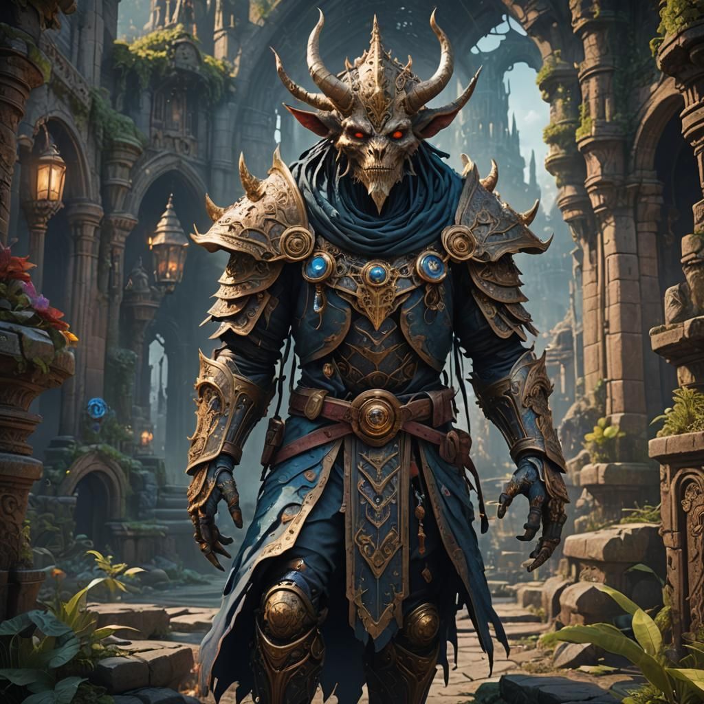 Fantastical Anthropomorphic Figure in Detailed Matte Paintin...