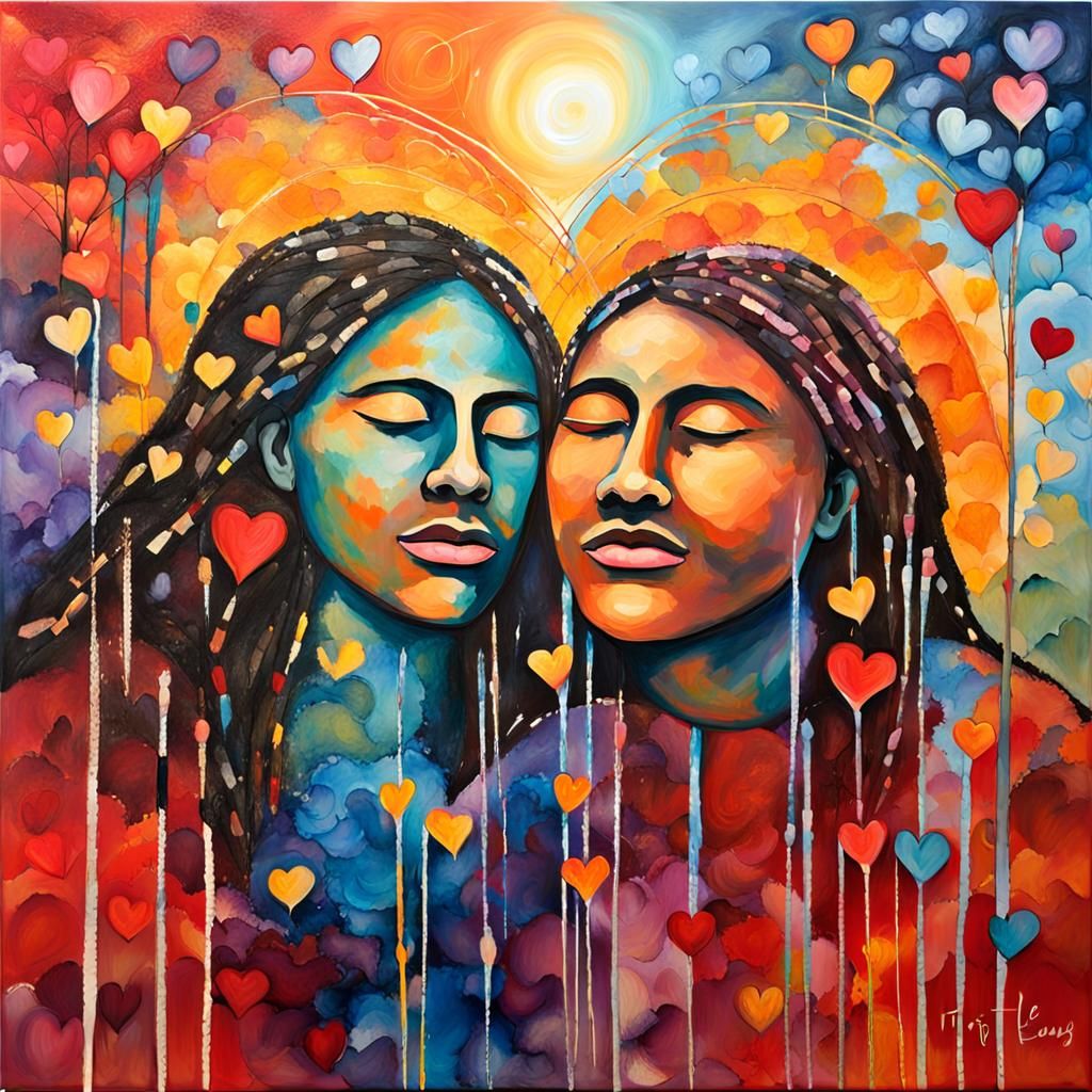 Abstract Impressionist Painting of Love and Connection