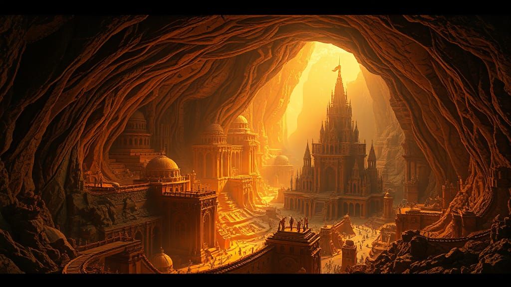 Subterranean Metropolis in Colossal Cave, Golden Light