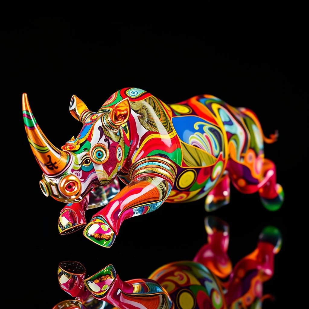Marble Rhinoceros in a Stylized Dreamscape