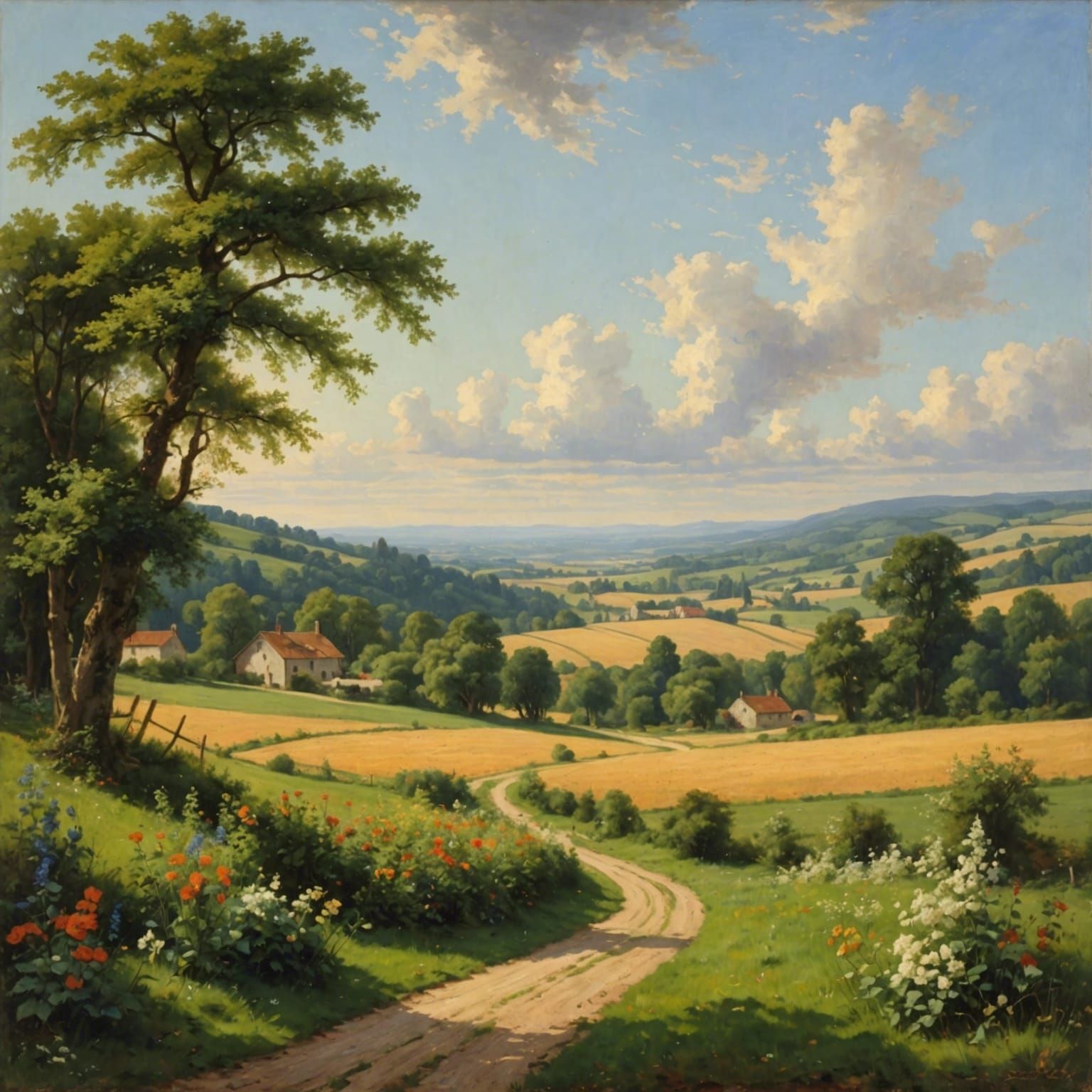 Idyllic Summer Landscape in Vivid Colors