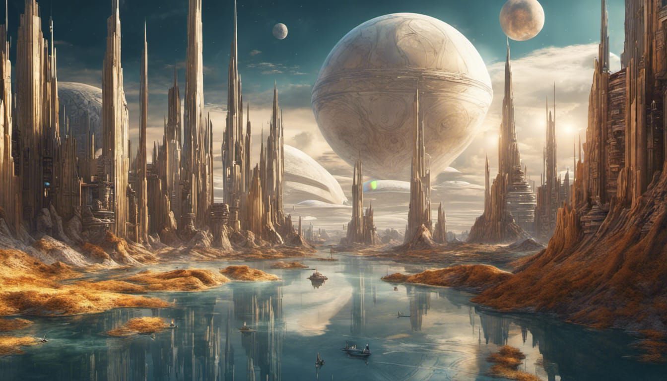 Sci-Fi City on Alien Planet in Detailed 3D