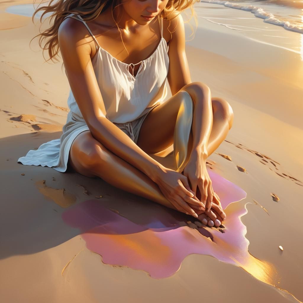 Golden Beach Goddess in Soft Focus