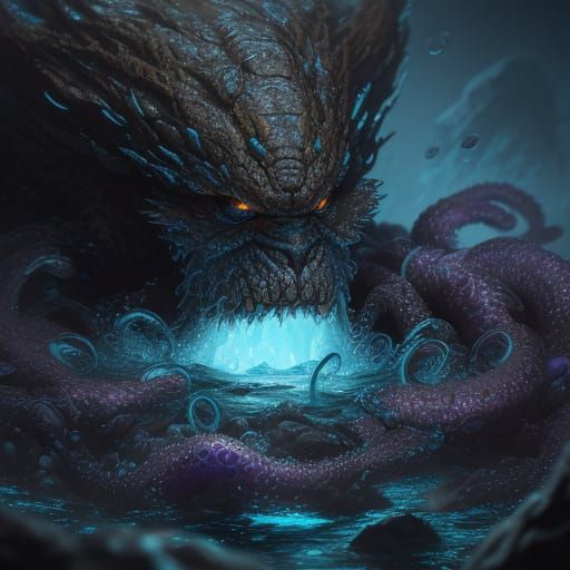 Angry Furry Creature with Tentacles Concept Art