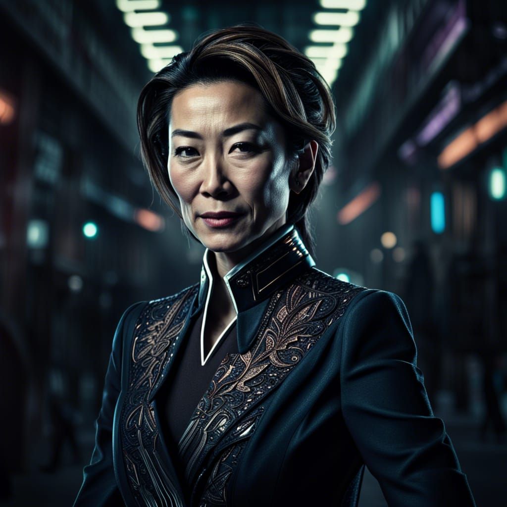 Michelle Yeoh as Cyberpunk Politician in HDR