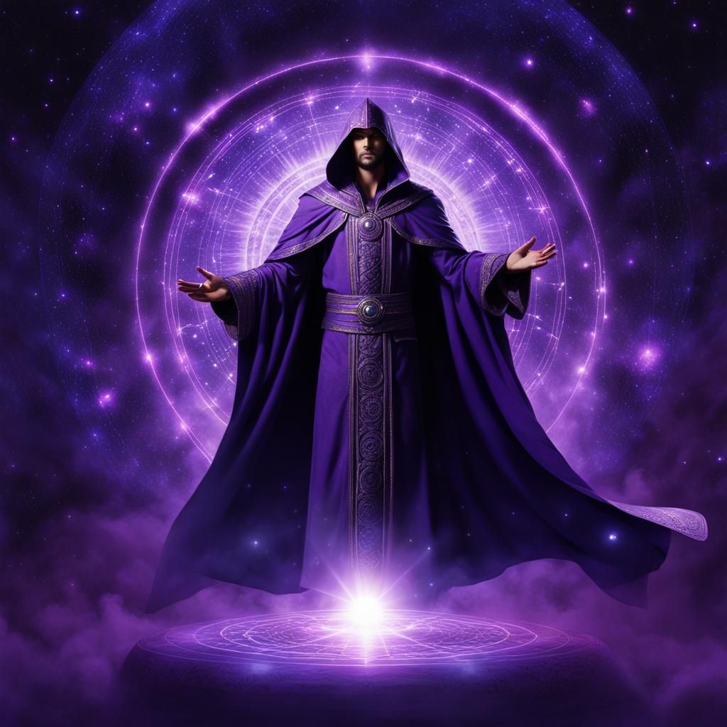 Techno Mage Radiating Power in Cyberpunk Graffiti Art