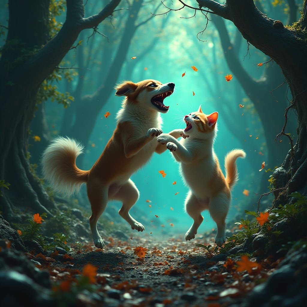 Fantastical Forest Frenzy in Cyberpunk Style