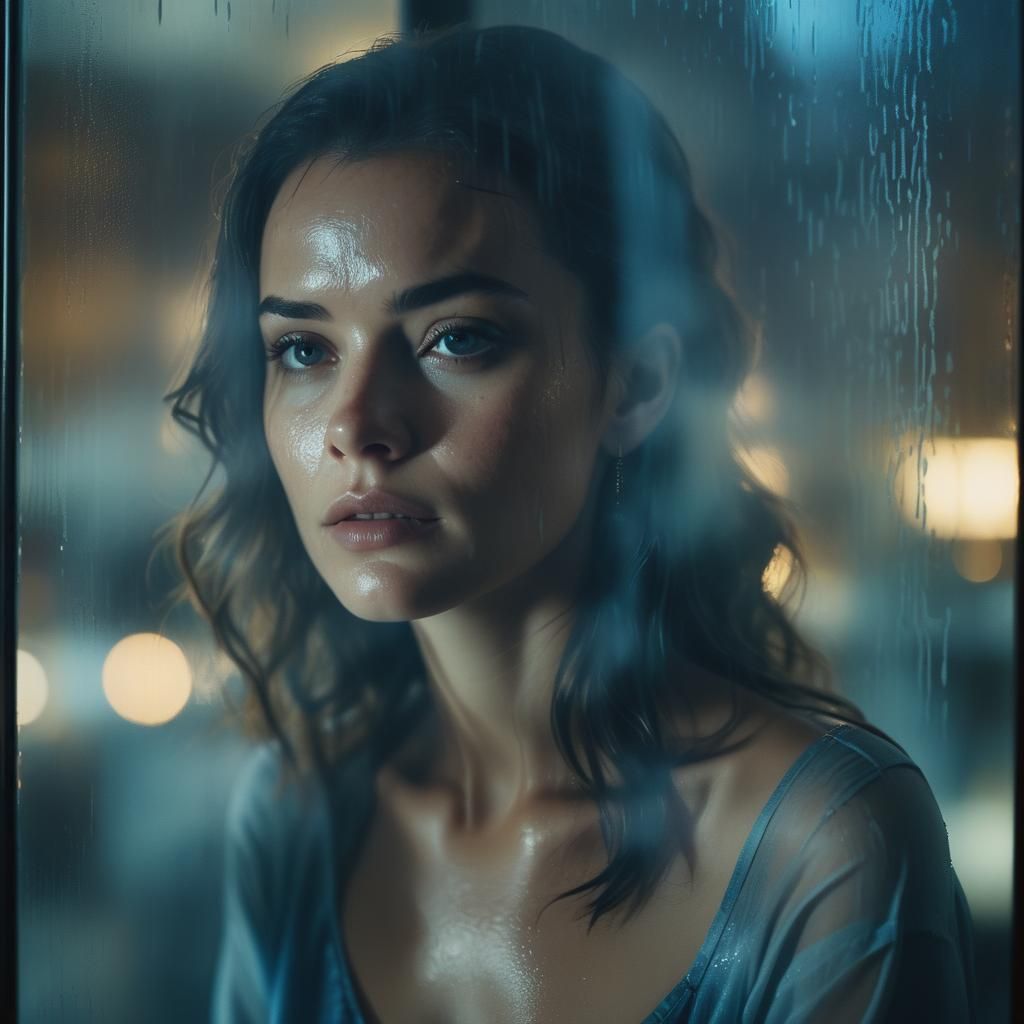 Noir Film Still of Woman in Hotel Room