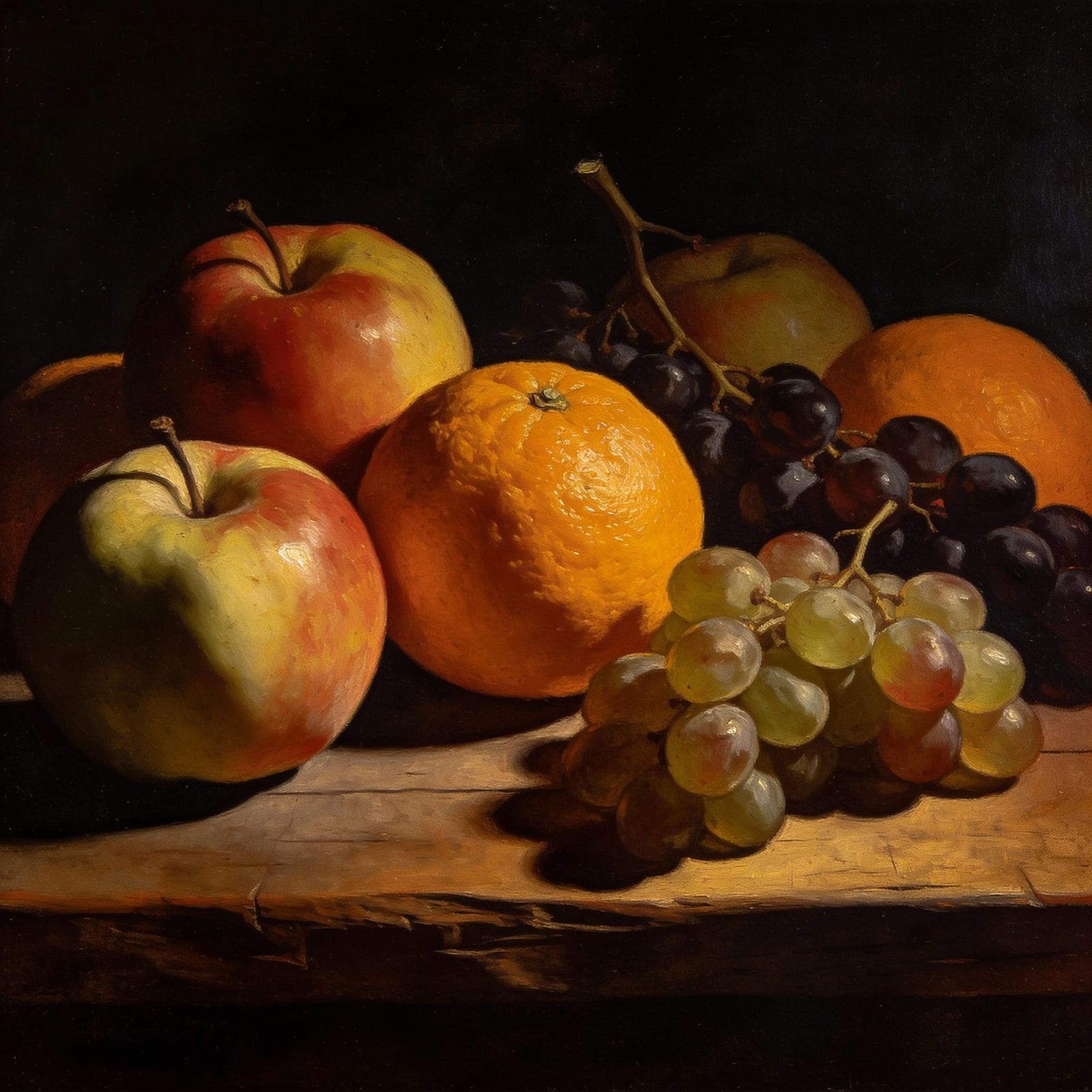 Chiaroscuro Still Life Painting of Fruit