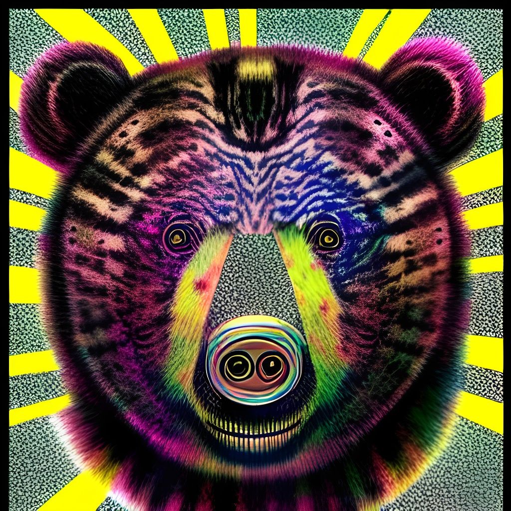 Kaleidoscopic Striped Bear in Contemporary Art Style