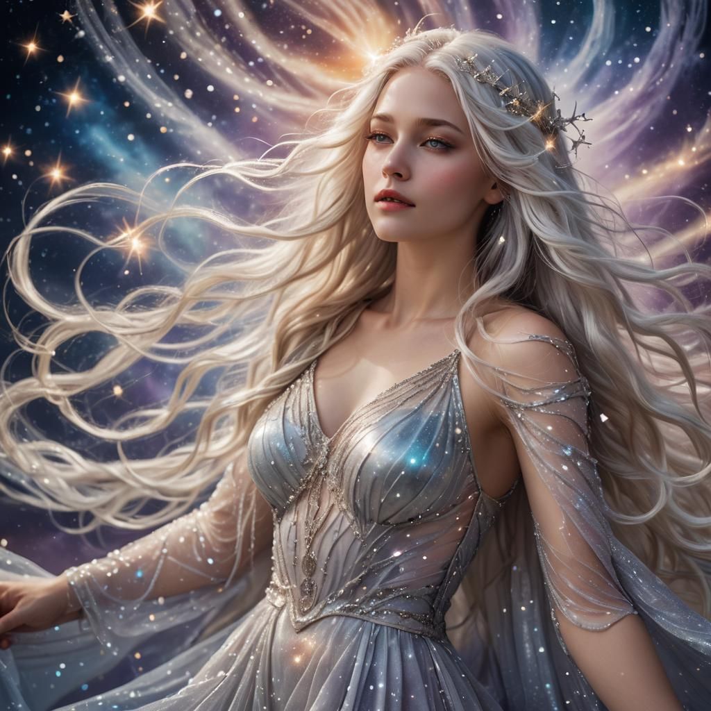 Dream Goddess in Starry Gown: Comic Book Art