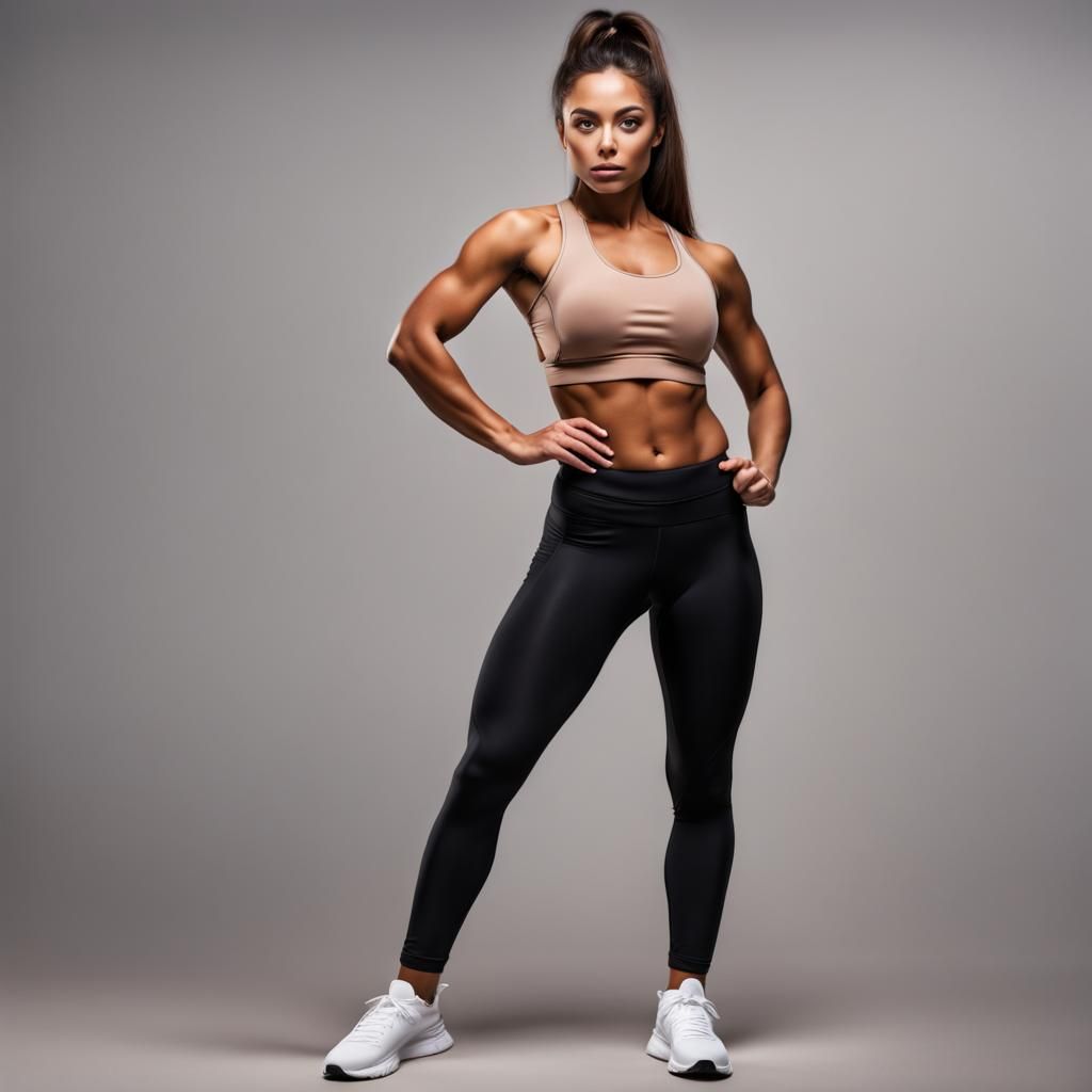 Fitness Model in Sportswear Front View