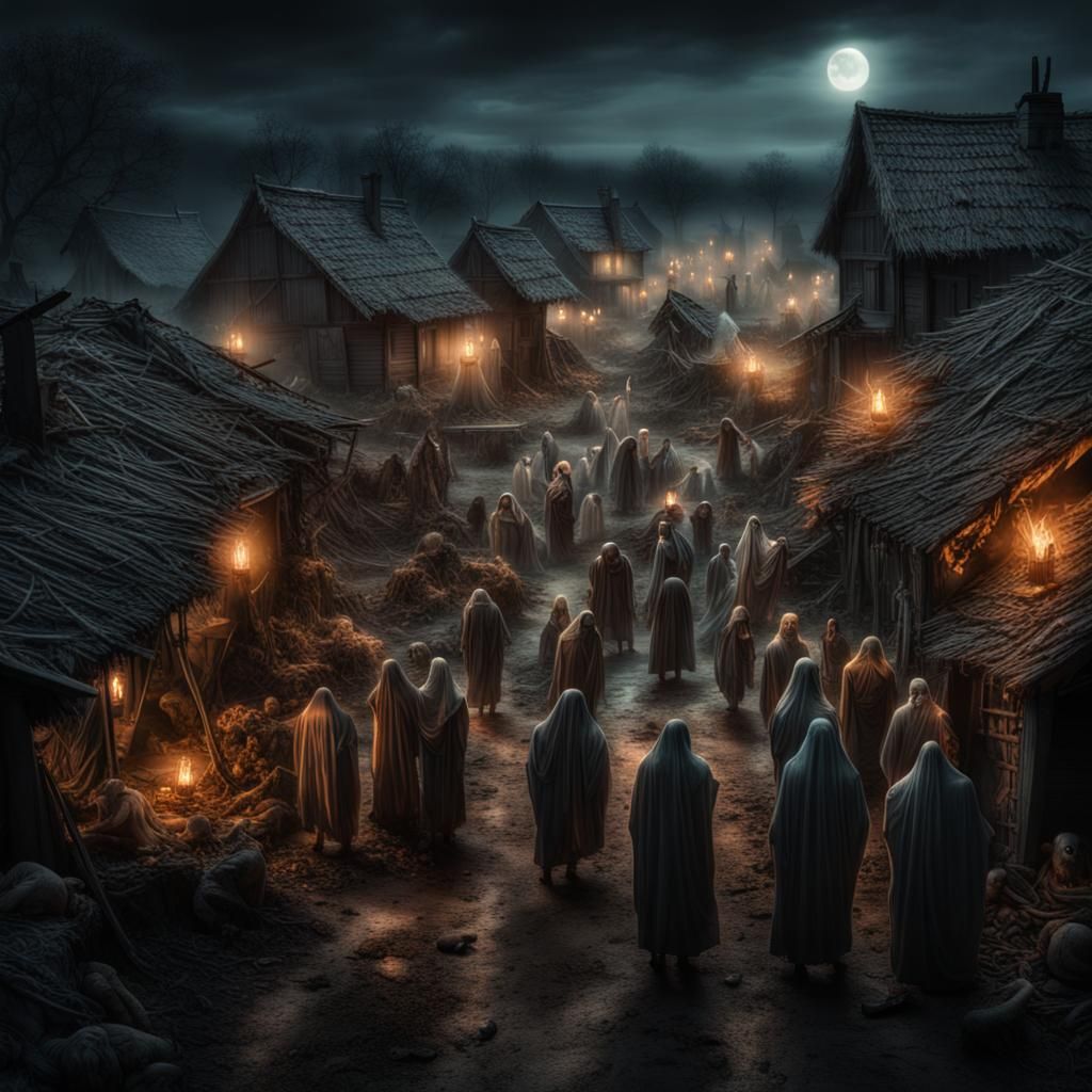 Haunted Village: Translucent Ghosts in a Horror Landscape