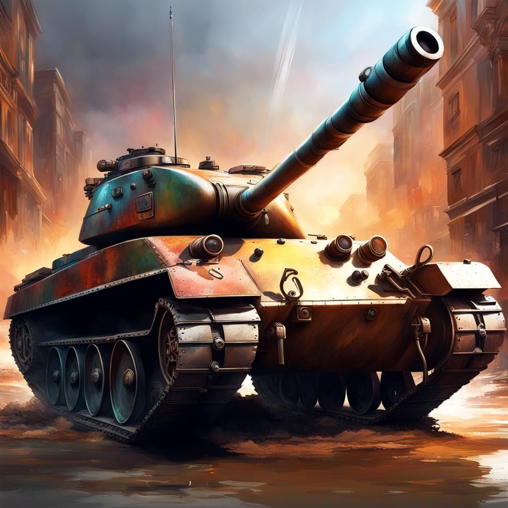 Hyperrealistic Tank in Splash Art Style