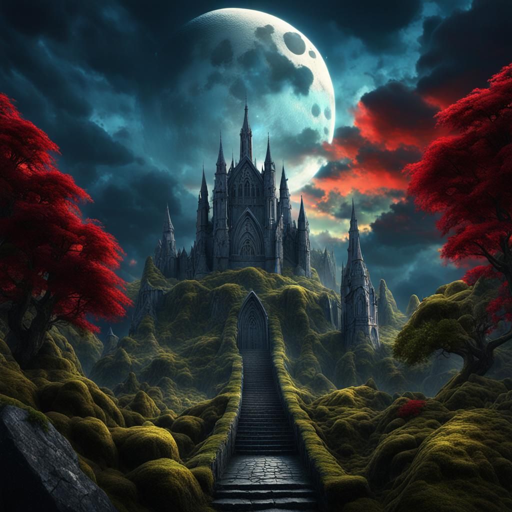 Mystic Mountain: Gothic Digital Matte Painting