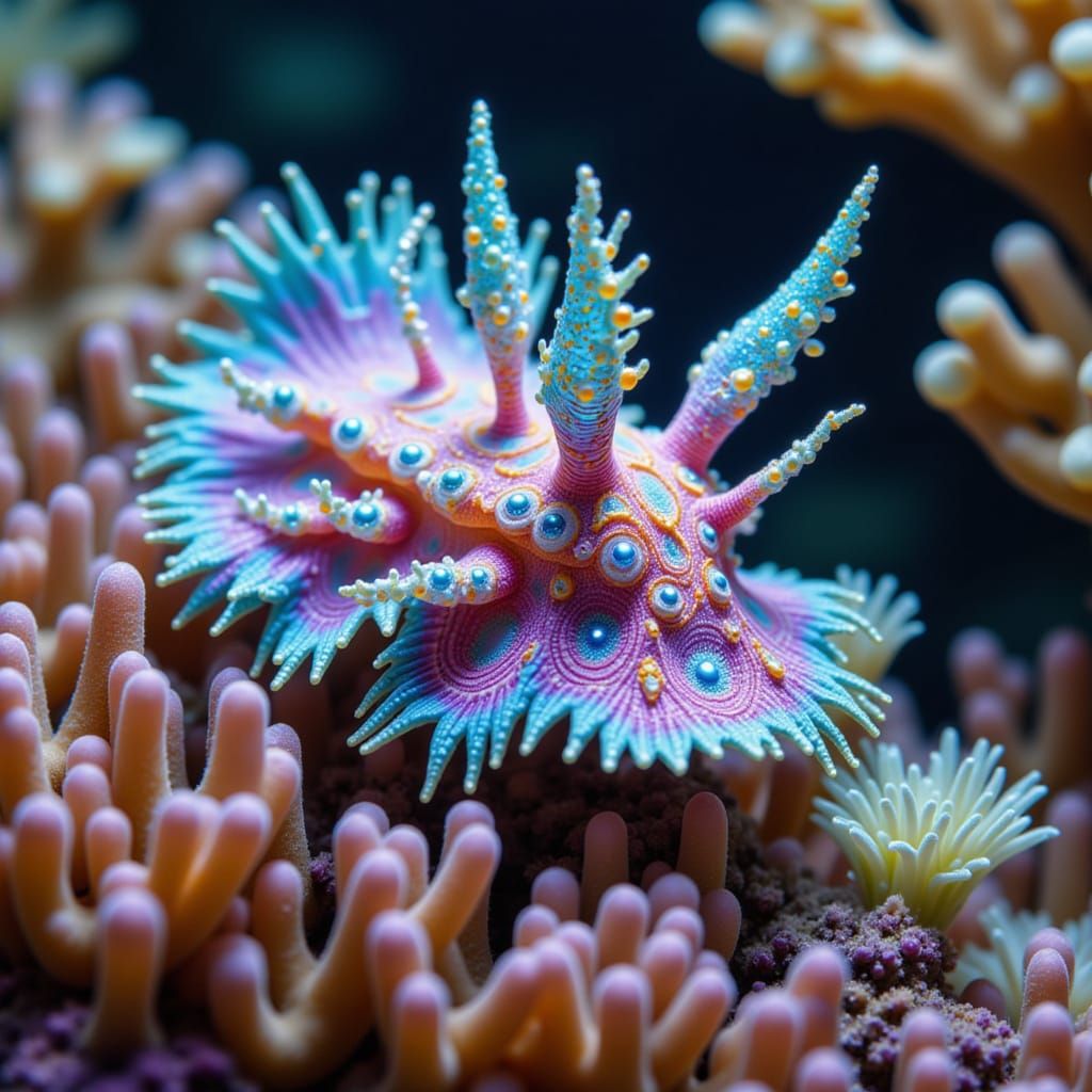 Fantasy Nudibranch on Coral Reef in Wonderland