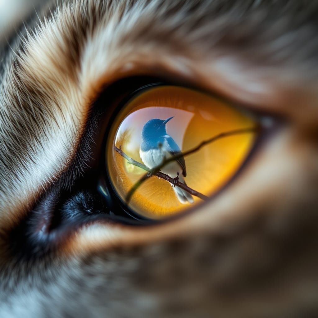 Macro Photograph of Cat Eye Reflecting Bird