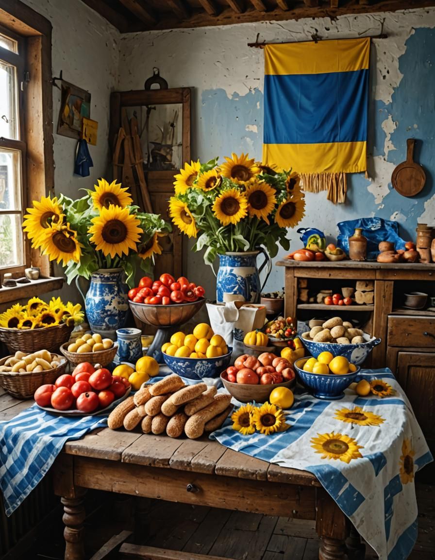 Ukrainian Flowers and Portrait in Hyperreal Style
