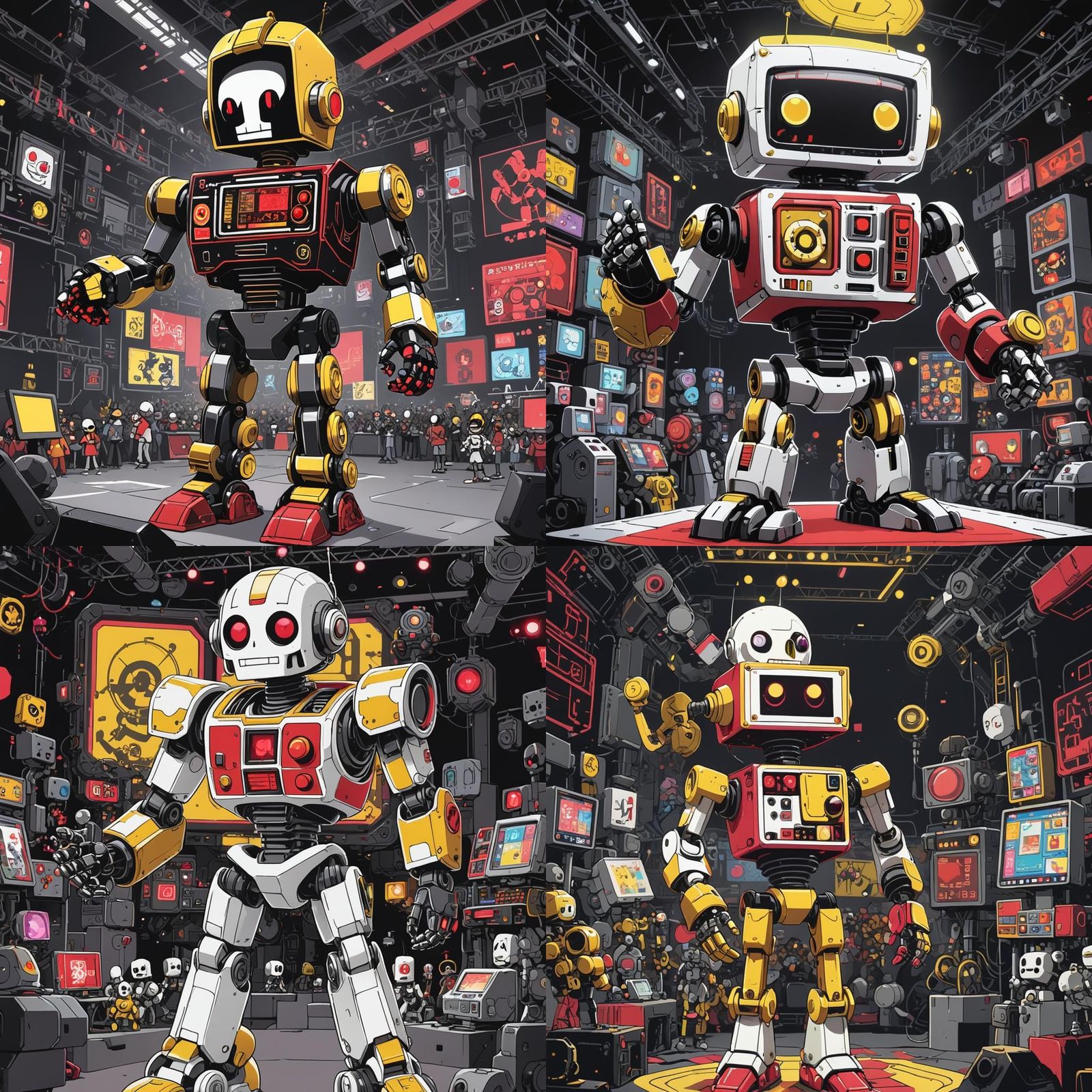 Box Mettaton Robot on Stage in Sci-Fi Style