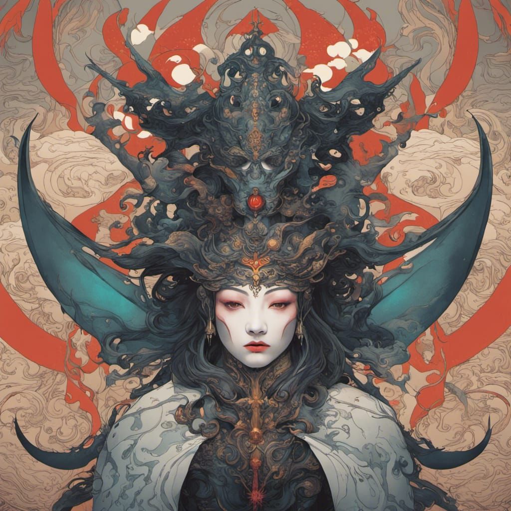 Manta Mermaid Cyborg Queen in Science Fiction Style