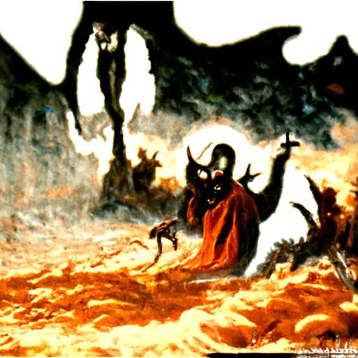 Sinister Duel: The Devil in Georgia, Oil Painting