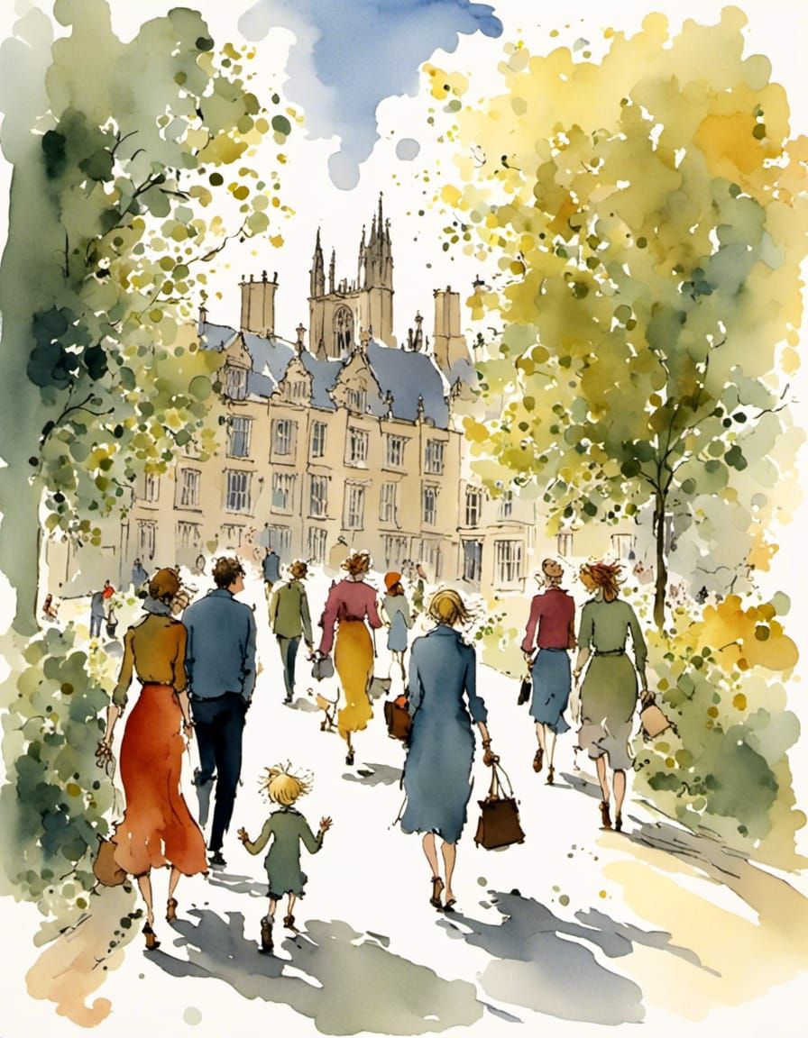 Oxford Colleges in Quentin Blake Illustration Style